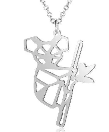 N1130 Silver Cutout Koala Bear Necklace with Free Earrings alice Necklaces
