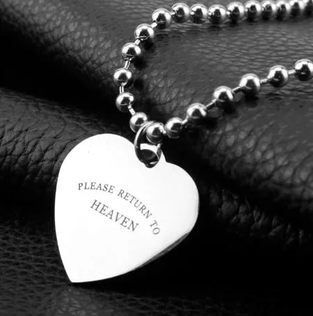 N1246 Silver Please Return to Heaven Heart Necklace with Free Earrings alice Necklaces