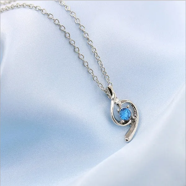 N1465 Silver Light Blue Swirl Design Necklace with FREE Earrings 01 Necklaces