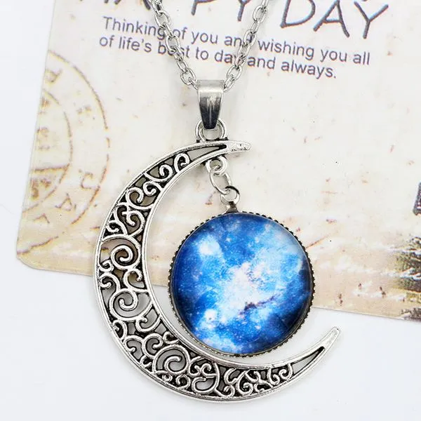 N1873 Silver Moon Stargazer Necklace with FREE Earrings 01 Necklaces
