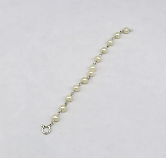 Natural pearl 5mm beaded 925 sterling silver handmade customized baby bracelet top class gifting kids jewelry new born baby jewelry bbr3 TRIBAL ORNAMENTS Bracelets