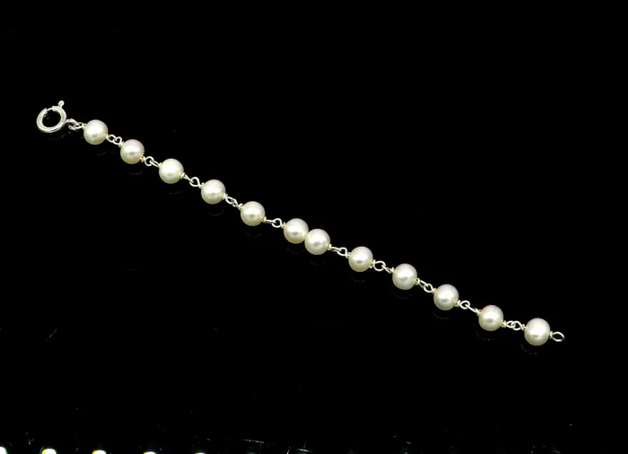 Natural pearl 5mm beaded 925 sterling silver handmade customized baby bracelet top class gifting kids jewelry new born baby jewelry bbr3 TRIBAL ORNAMENTS Bracelets