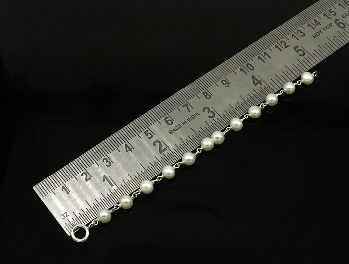 Natural pearl 5mm beaded 925 sterling silver handmade customized baby bracelet top class gifting kids jewelry new born baby jewelry bbr3 TRIBAL ORNAMENTS Bracelets