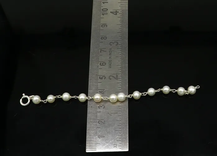 Natural pearl 5mm beaded 925 sterling silver handmade customized baby bracelet top class gifting kids jewelry new born baby jewelry bbr3 TRIBAL ORNAMENTS Bracelets