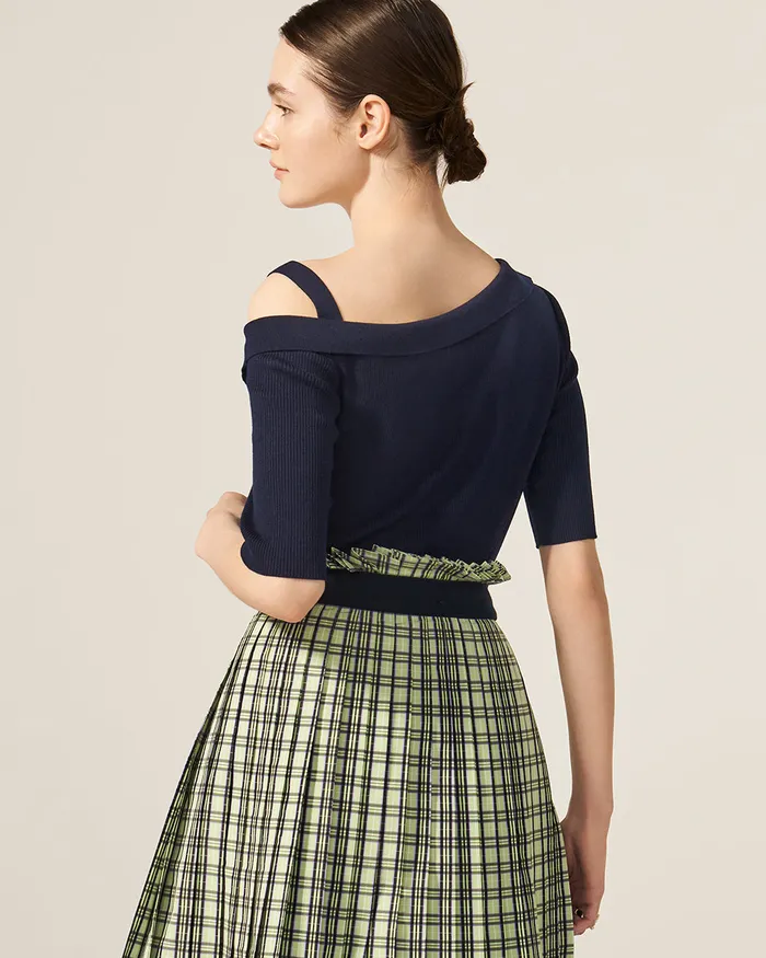Navy Serena Knit Top ADEAM Earrings