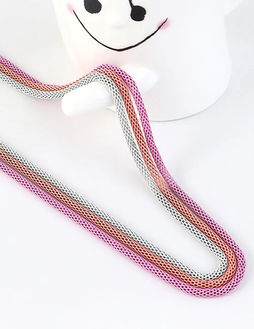 Necklaces 02 N1597 Pink White Coral 3 Piece Metal Snake Chain Necklace with FREE Earrings Necklaces 02 N1597 Pink White Coral 3 Piece Metal Snake Chain Necklace with FREE Earrings