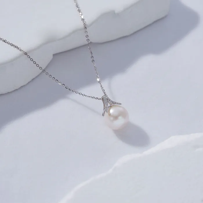Necklaces 18K Solid Gold Edison Pearl Necklace KN00163 Pearly Lustre