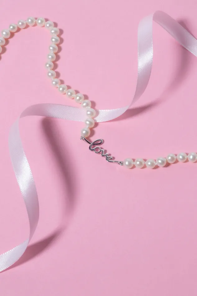 Necklaces 6065mm White Freshwater Cultured Pearl Love Necklace spt