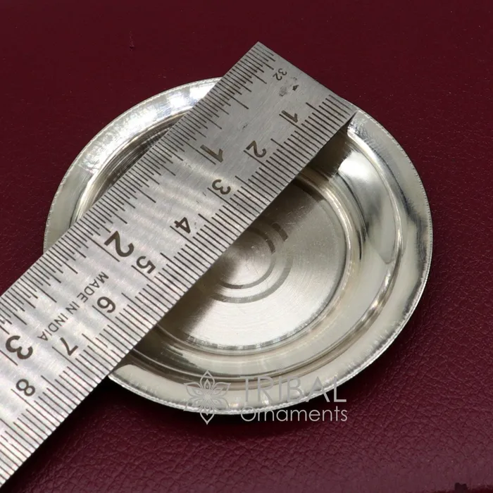 Necklaces 925 silver handmade silver small plate or Tilak bowl best small tiny plate for saffron sandal or kumkum tilak dani silver thali su1052 TRIBAL ORNAMENTS