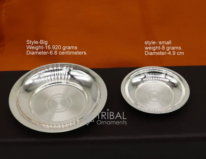 Necklaces 925 silver handmade silver small plate or Tilak bowl best small tiny plate for saffron sandal or kumkum tilak dani silver thali su1052 TRIBAL ORNAMENTS