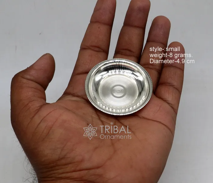 Necklaces 925 silver handmade silver small plate or Tilak bowl best small tiny plate for saffron sandal or kumkum tilak dani silver thali su1052 TRIBAL ORNAMENTS