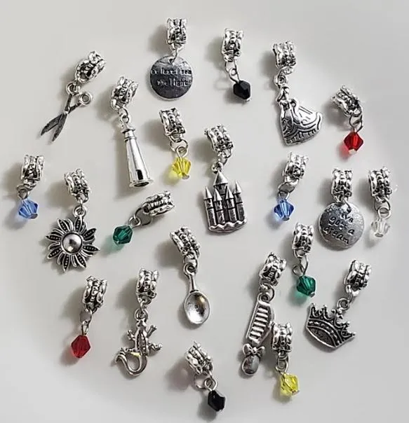 Necklaces AZ138 Silver 22 Charm Chain Necklace with Free Earrings SUPER VALUE alice