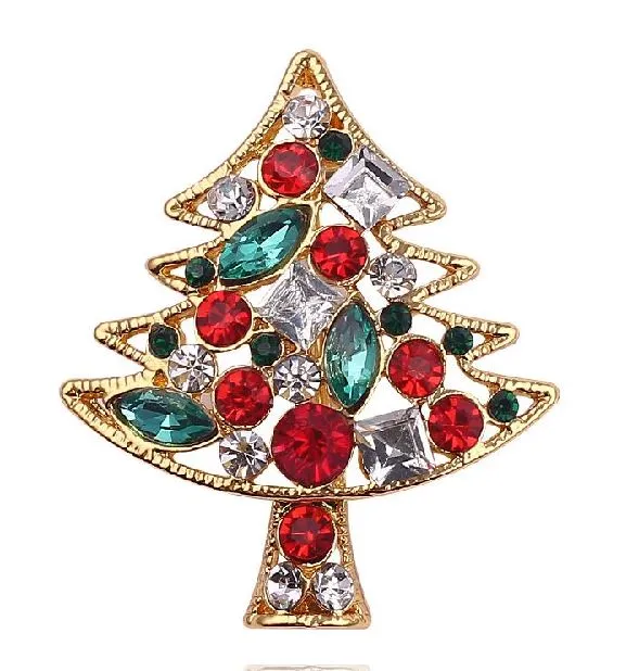 Necklaces AZ809 Gold Gemstone Christmas Tree Fashion Pin alice