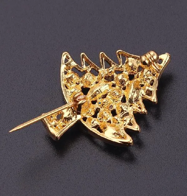 Necklaces AZ809 Gold Gemstone Christmas Tree Fashion Pin alice