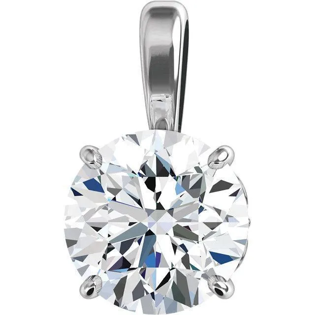 Necklaces Fire Brilliance Round Moissanite 4 Prong Filigree Pendant