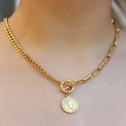 Necklaces Jewelvers 18K GoldFilled Queen Toggle Necklace