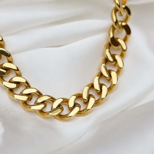 Necklaces Jewelvers 18K GoldFilled Thick Cuban Necklace 12mm Necklaces Jewelvers 18K GoldFilled Thick Cuban Necklace 12mm