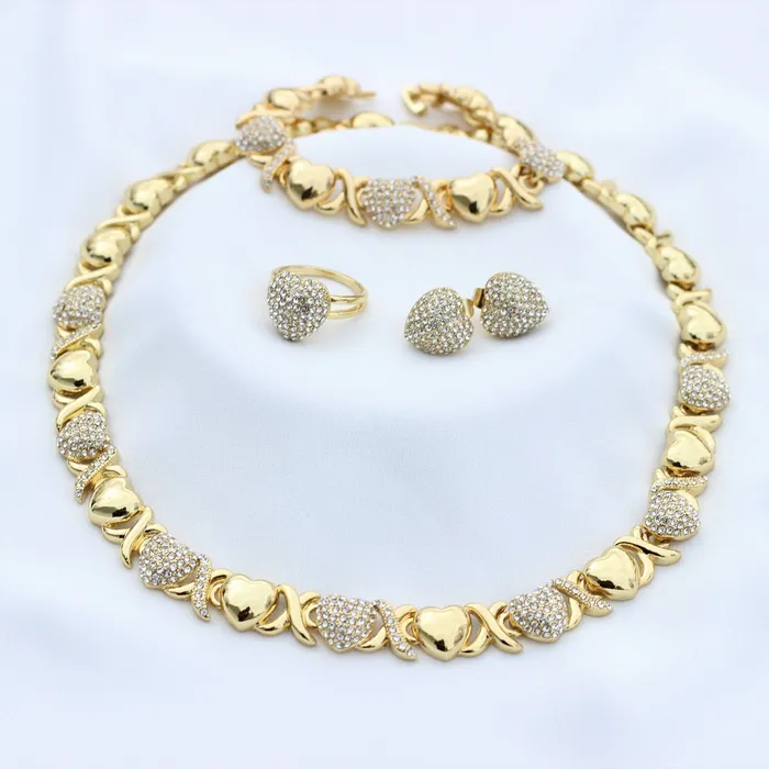 Necklaces Jewelvers 18K Gold Filled Xo Heart Necklace Set Hugs And Kisses Necklace Set Necklaces Jewelvers 18K Gold Filled Xo Heart Necklace Set Hugs And Kisses Necklace Set