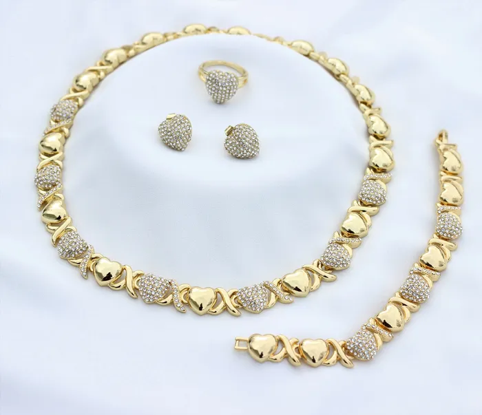 Necklaces Jewelvers 18K Gold Filled Xo Heart Necklace Set Hugs And Kisses Necklace Set Necklaces Jewelvers 18K Gold Filled Xo Heart Necklace Set Hugs And Kisses Necklace Set