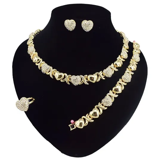 Necklaces Jewelvers 18K Gold Filled Xo Heart Necklace Set Hugs And Kisses Necklace Set Necklaces Jewelvers 18K Gold Filled Xo Heart Necklace Set Hugs And Kisses Necklace Set