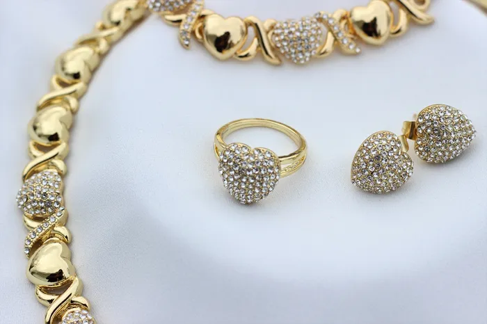 Necklaces Jewelvers 18K Gold Filled Xo Heart Necklace Set Hugs And Kisses Necklace Set Necklaces Jewelvers 18K Gold Filled Xo Heart Necklace Set Hugs And Kisses Necklace Set