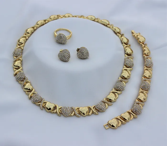 Necklaces Jewelvers 18K Gold Filled Xo Heart Necklace Set Hugs And Kisses Necklace Set Necklaces Jewelvers 18K Gold Filled Xo Heart Necklace Set Hugs And Kisses Necklace Set