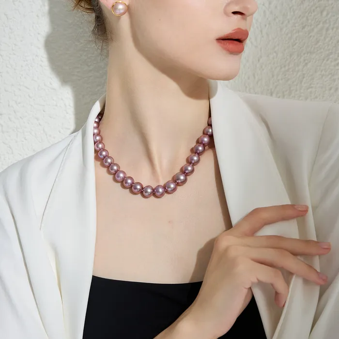 Necklaces Pearly Lustre 18k Gold Top Lustre Edison Purple Pearl Necklace KN00160