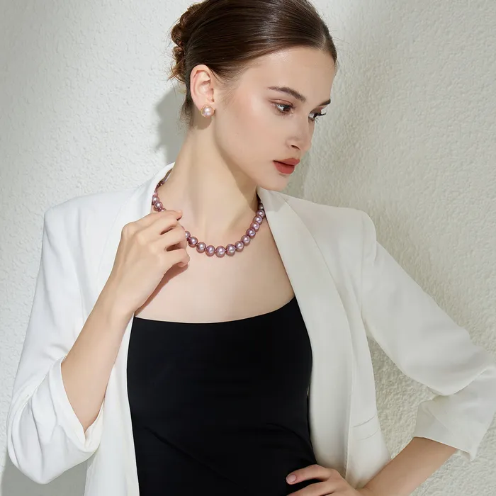 Necklaces Pearly Lustre 18k Gold Top Lustre Edison Purple Pearl Necklace KN00160