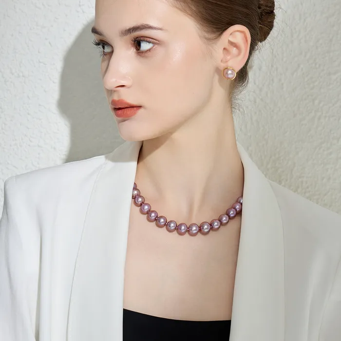 Necklaces Pearly Lustre 18k Gold Top Lustre Edison Purple Pearl Necklace KN00160