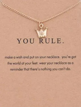 Necklaces POLLY N1749 Gold You Rule Crown Necklace on Gift Card with FREE Earrings Necklaces POLLY N1749 Gold You Rule Crown Necklace on Gift Card with FREE Earrings
