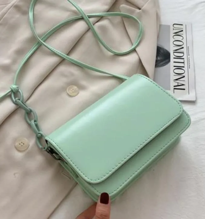 Necklaces polly PB86 Mint Green Chain Accent Shoulder Bag