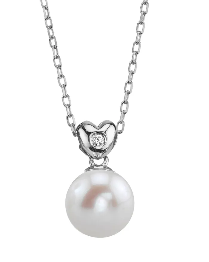 Necklaces spt 14K Gold Freshwater Pearl Diamond Lev Pendant