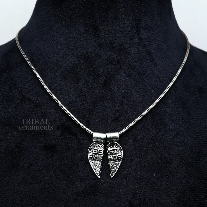 Necklaces TRIBAL ORNAMENTS 925 sterling silver handmade best friend broken pendant best gifting silver pendant elegant divine jewelry ssp1438 Necklaces TRIBAL ORNAMENTS 925 sterling silver handmade best friend broken pendant best gifting silver pendant elegant divine jewelry ssp1438