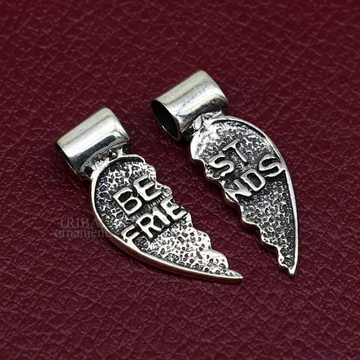 Necklaces TRIBAL ORNAMENTS 925 sterling silver handmade best friend broken pendant best gifting silver pendant elegant divine jewelry ssp1438