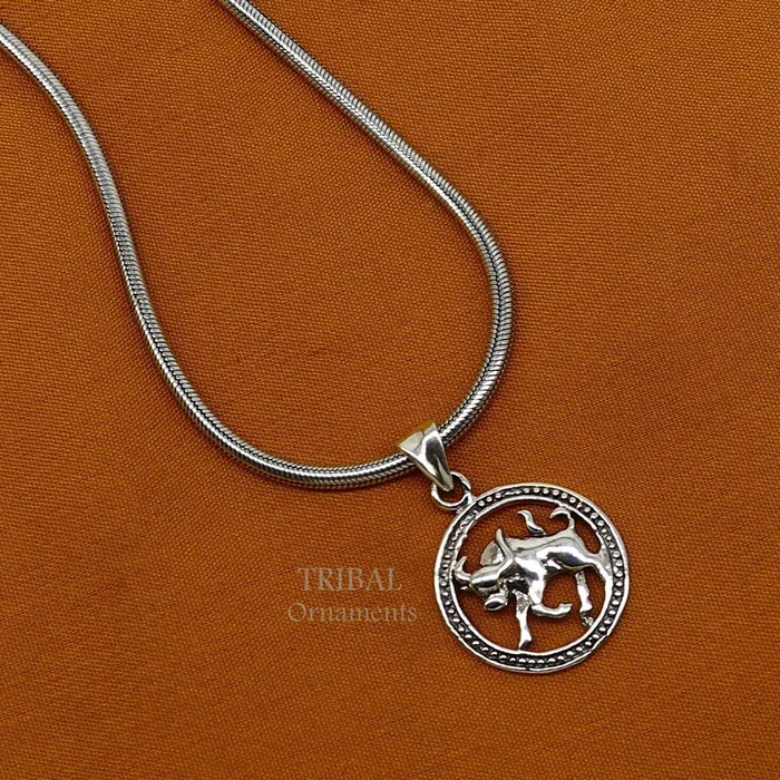 Necklaces TRIBAL ORNAMENTS 925 sterling silver unique horoscope zodiac Taurus sign symbol pendant unique Vrishbh Rashi symbol pendant best ethnic jewelry nsp573 Necklaces TRIBAL ORNAMENTS 925 sterling silver unique horoscope zodiac Taurus sign symbol pendant unique Vrishbh Rashi symbol pendant best ethnic jewelry nsp573
