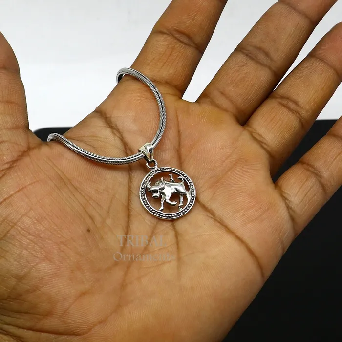 Necklaces TRIBAL ORNAMENTS 925 sterling silver unique horoscope zodiac Taurus sign symbol pendant unique Vrishbh Rashi symbol pendant best ethnic jewelry nsp573 Necklaces TRIBAL ORNAMENTS 925 sterling silver unique horoscope zodiac Taurus sign symbol pendant unique Vrishbh Rashi symbol pendant best ethnic jewelry nsp573