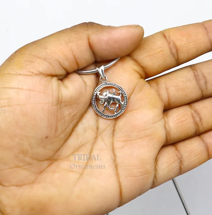 Necklaces TRIBAL ORNAMENTS 925 sterling silver unique horoscope zodiac Taurus sign symbol pendant unique Vrishbh Rashi symbol pendant best ethnic jewelry nsp573 Necklaces TRIBAL ORNAMENTS 925 sterling silver unique horoscope zodiac Taurus sign symbol pendant unique Vrishbh Rashi symbol pendant best ethnic jewelry nsp573