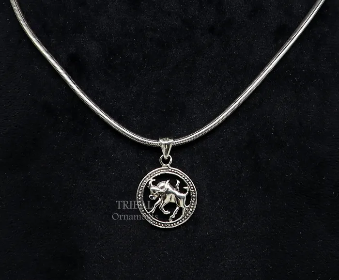 Necklaces TRIBAL ORNAMENTS 925 sterling silver unique horoscope zodiac Taurus sign symbol pendant unique Vrishbh Rashi symbol pendant best ethnic jewelry nsp573 Necklaces TRIBAL ORNAMENTS 925 sterling silver unique horoscope zodiac Taurus sign symbol pendant unique Vrishbh Rashi symbol pendant best ethnic jewelry nsp573