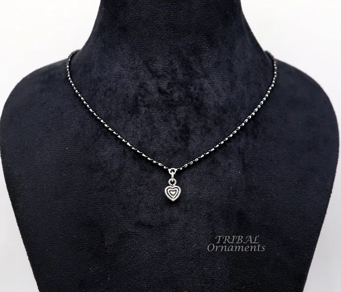 Necklaces TRIBAL ORNAMENTS Pure 925 sterling silver black beads chain necklace vintage Style pendant traditional style brides Mangalsutra necklace set502 Necklaces TRIBAL ORNAMENTS Pure 925 sterling silver black beads chain necklace vintage Style pendant traditional style brides Mangalsutra necklace set502