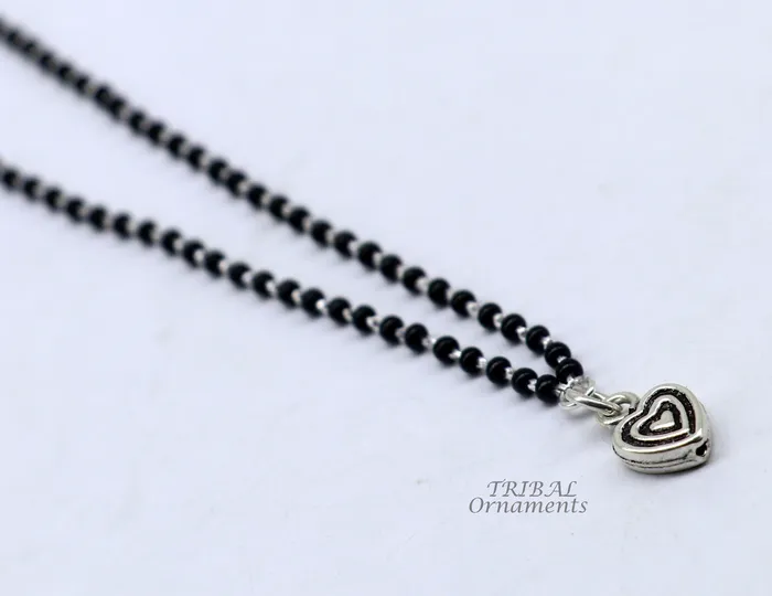 Necklaces TRIBAL ORNAMENTS Pure 925 sterling silver black beads chain necklace vintage Style pendant traditional style brides Mangalsutra necklace set502 Necklaces TRIBAL ORNAMENTS Pure 925 sterling silver black beads chain necklace vintage Style pendant traditional style brides Mangalsutra necklace set502