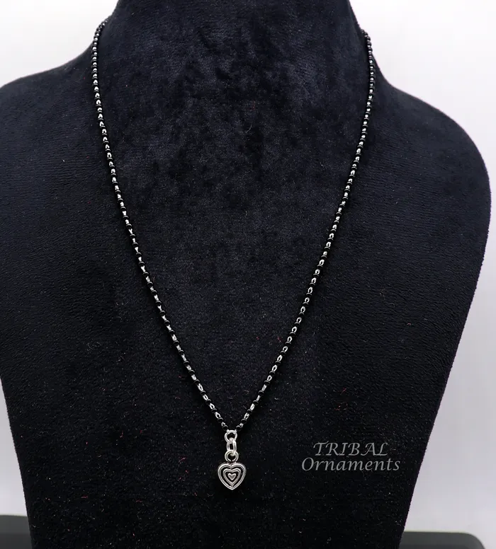 Necklaces TRIBAL ORNAMENTS Pure 925 sterling silver black beads chain necklace vintage Style pendant traditional style brides Mangalsutra necklace set502 Necklaces TRIBAL ORNAMENTS Pure 925 sterling silver black beads chain necklace vintage Style pendant traditional style brides Mangalsutra necklace set502