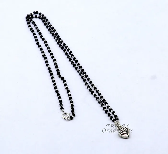 Necklaces TRIBAL ORNAMENTS Pure 925 sterling silver black beads chain necklace vintage Style pendant traditional style brides Mangalsutra necklace set502 Necklaces TRIBAL ORNAMENTS Pure 925 sterling silver black beads chain necklace vintage Style pendant traditional style brides Mangalsutra necklace set502