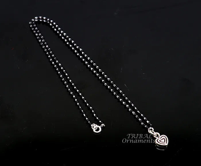 Necklaces TRIBAL ORNAMENTS Pure 925 sterling silver black beads chain necklace vintage Style pendant traditional style brides Mangalsutra necklace set502 Necklaces TRIBAL ORNAMENTS Pure 925 sterling silver black beads chain necklace vintage Style pendant traditional style brides Mangalsutra necklace set502