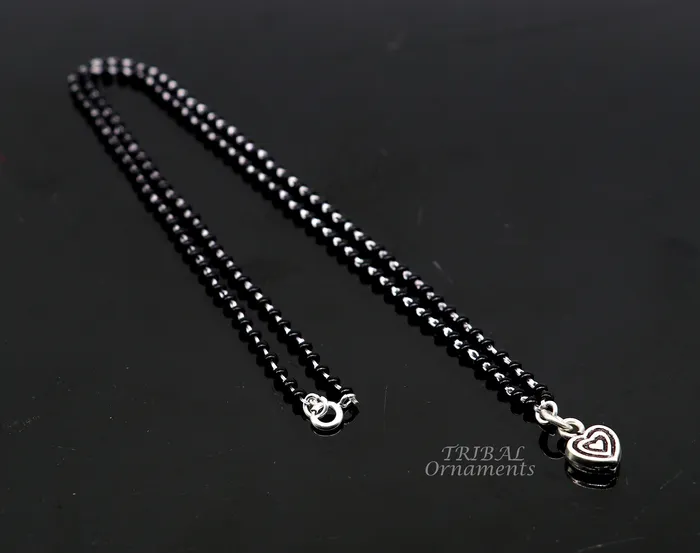 Necklaces TRIBAL ORNAMENTS Pure 925 sterling silver black beads chain necklace vintage Style pendant traditional style brides Mangalsutra necklace set502 Necklaces TRIBAL ORNAMENTS Pure 925 sterling silver black beads chain necklace vintage Style pendant traditional style brides Mangalsutra necklace set502