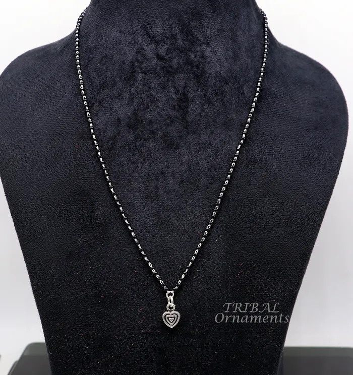 Necklaces TRIBAL ORNAMENTS Pure 925 sterling silver black beads chain necklace vintage Style pendant traditional style brides Mangalsutra necklace set502 Necklaces TRIBAL ORNAMENTS Pure 925 sterling silver black beads chain necklace vintage Style pendant traditional style brides Mangalsutra necklace set502