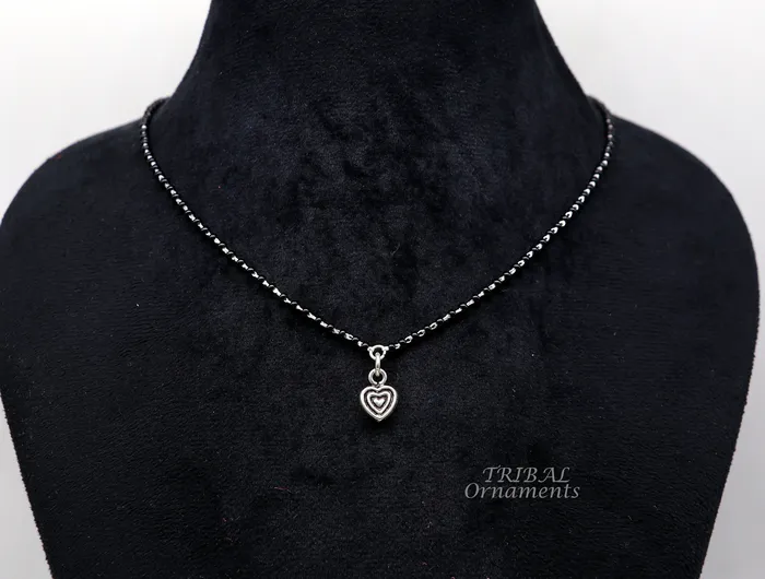 Necklaces TRIBAL ORNAMENTS Pure 925 sterling silver black beads chain necklace vintage Style pendant traditional style brides Mangalsutra necklace set502 Necklaces TRIBAL ORNAMENTS Pure 925 sterling silver black beads chain necklace vintage Style pendant traditional style brides Mangalsutra necklace set502