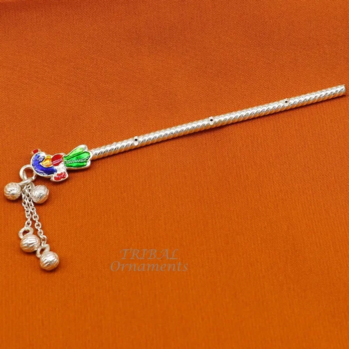 Necklaces TRIBALORNAMENT 4 inches sterling silver handmade idol baby Krishna small flute silver Bansuri Laddu Gopala flute little Krishna flute puja art su960 Necklaces TRIBALORNAMENT 4 inches sterling silver handmade idol baby Krishna small flute silver Bansuri Laddu Gopala flute little Krishna flute puja art su960