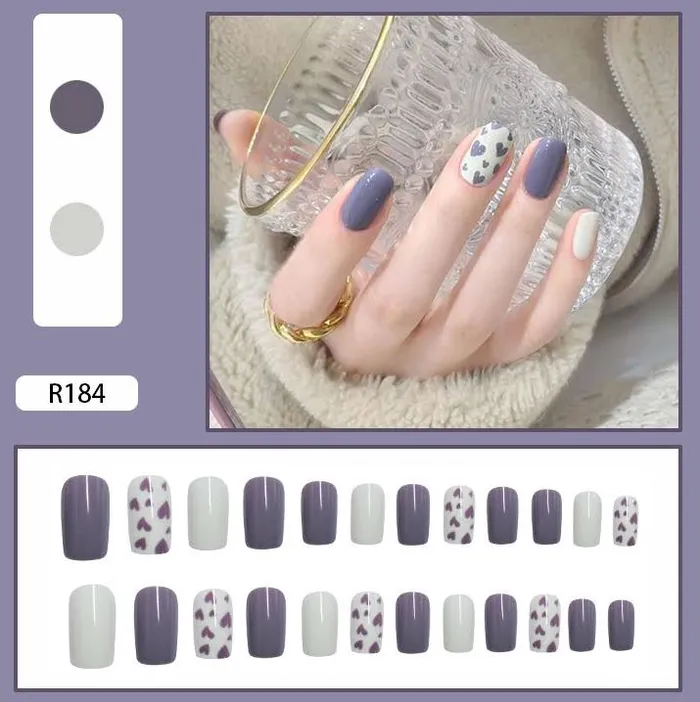 NS315 Long Square Press On Nails 24 Pieces R184 Polly Earrings