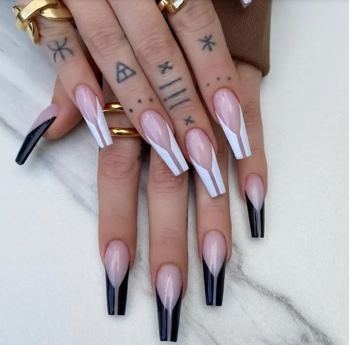 NS381 Extra Long Nails Coffin Press On 22 Pieces POLLY Earrings