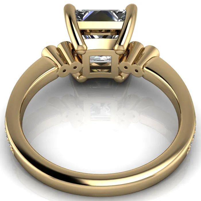Pascala PrincessSquare Moissanite Diamond Side 4 Prong Engagement Ring Fire Brilliance Rings